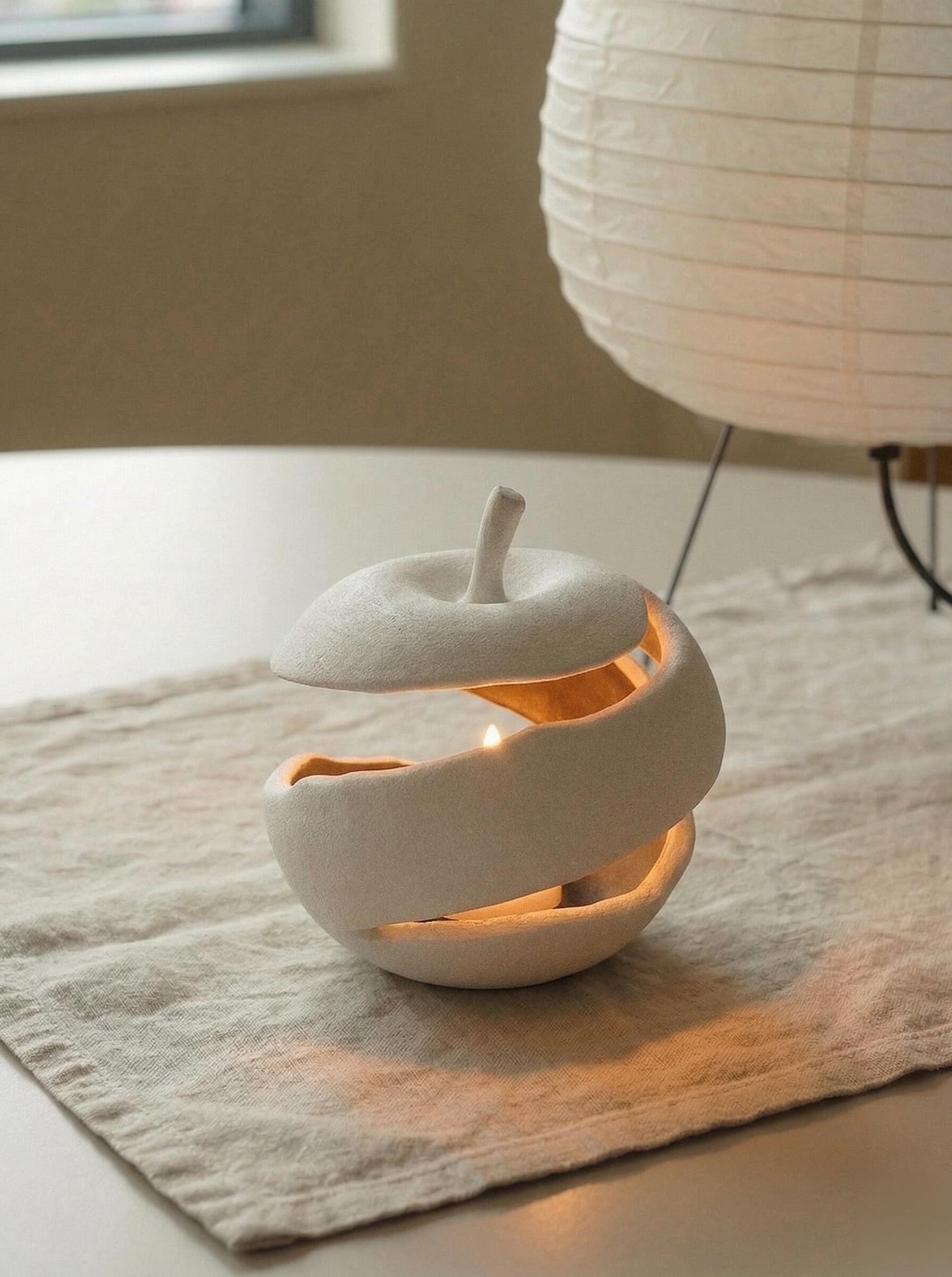 Peaceful Glow Apple Ceramic Candle Holder