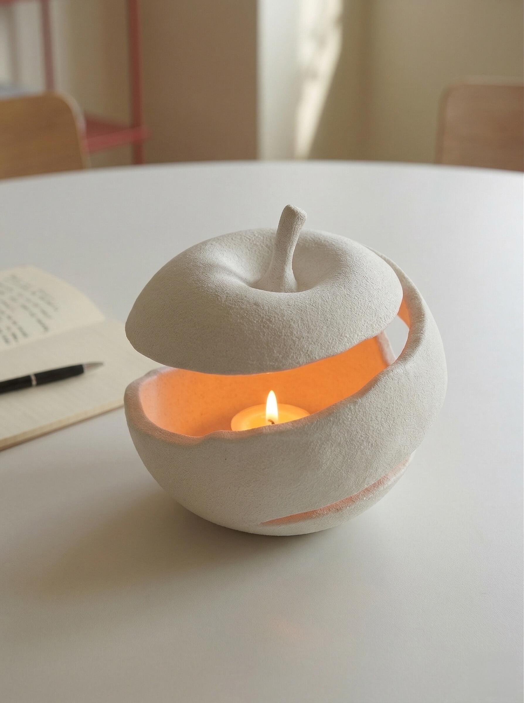Peaceful Glow Apple Ceramic Candle Holder