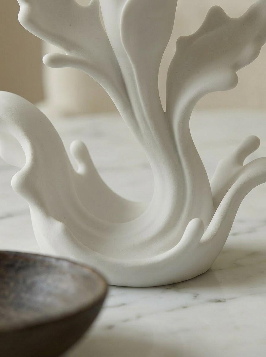 Wave Bloom Sculptural Ceramic Candle Holder