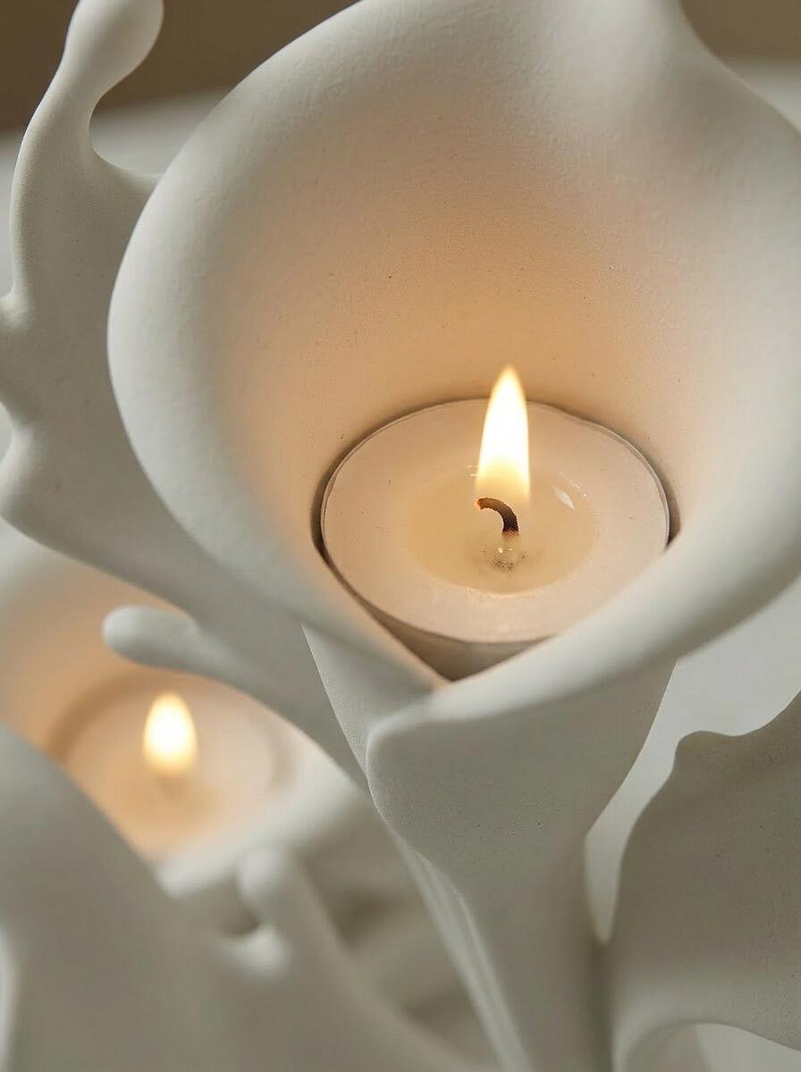 Wave Bloom Sculptural Ceramic Candle Holder