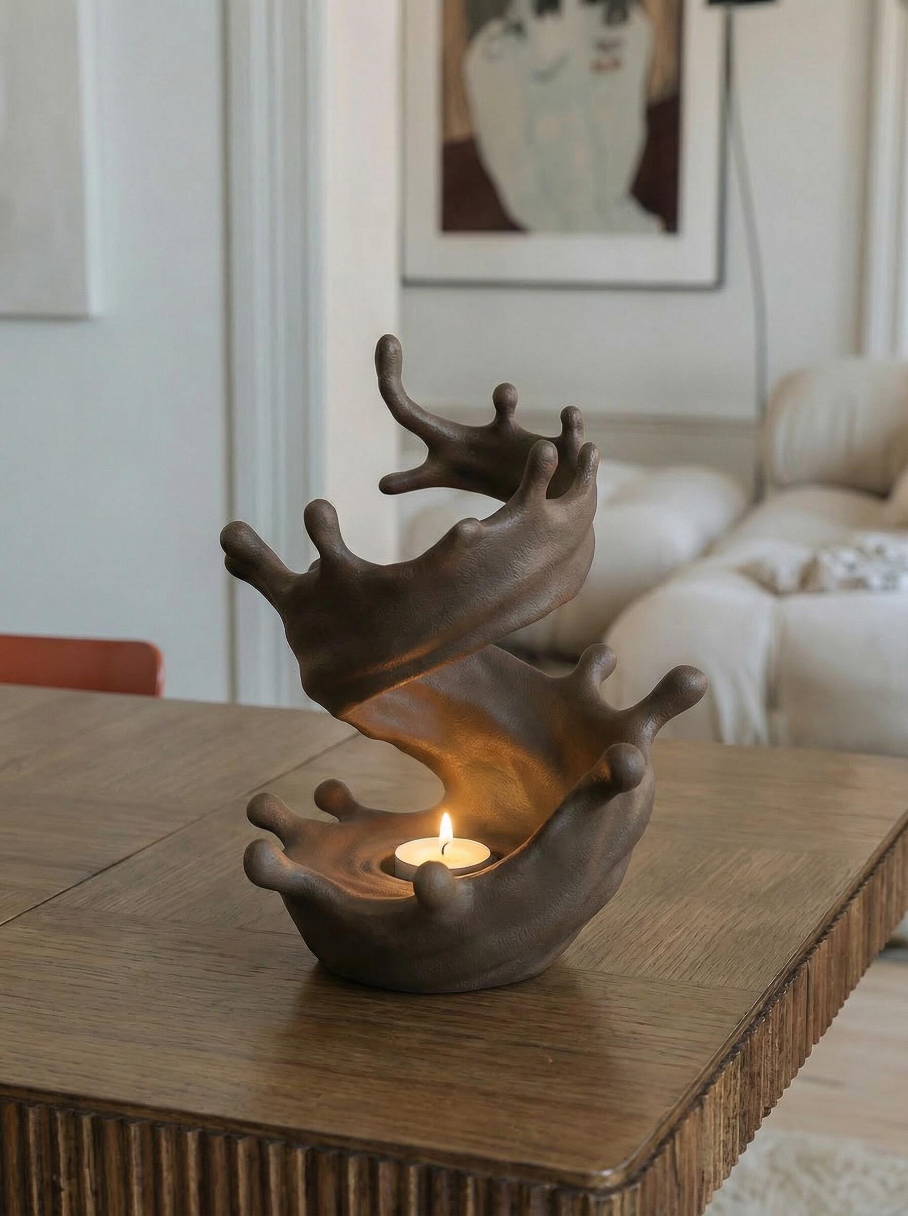 Flowing Joy Splash Ceramic Candle Holder