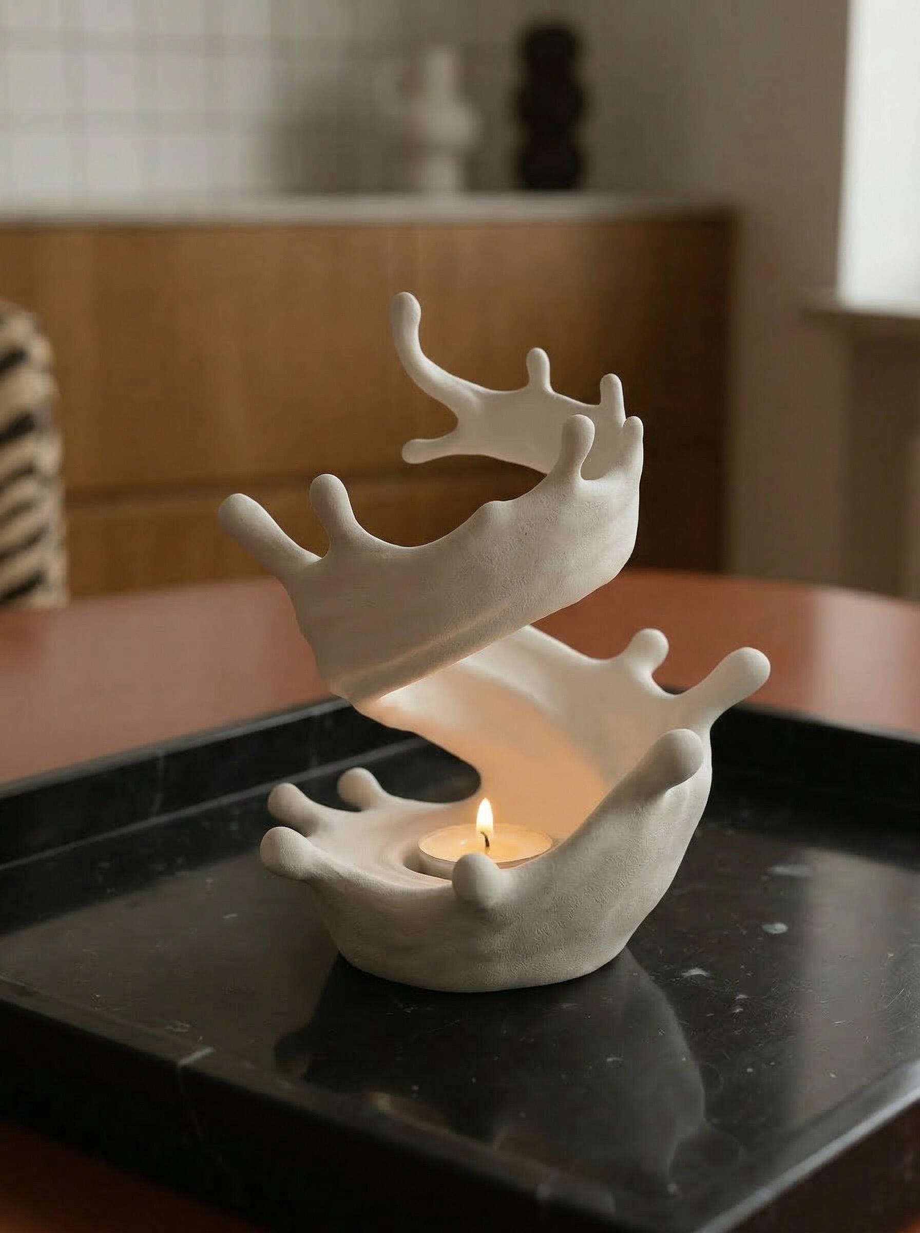 Flowing Joy Splash Ceramic Candle Holder