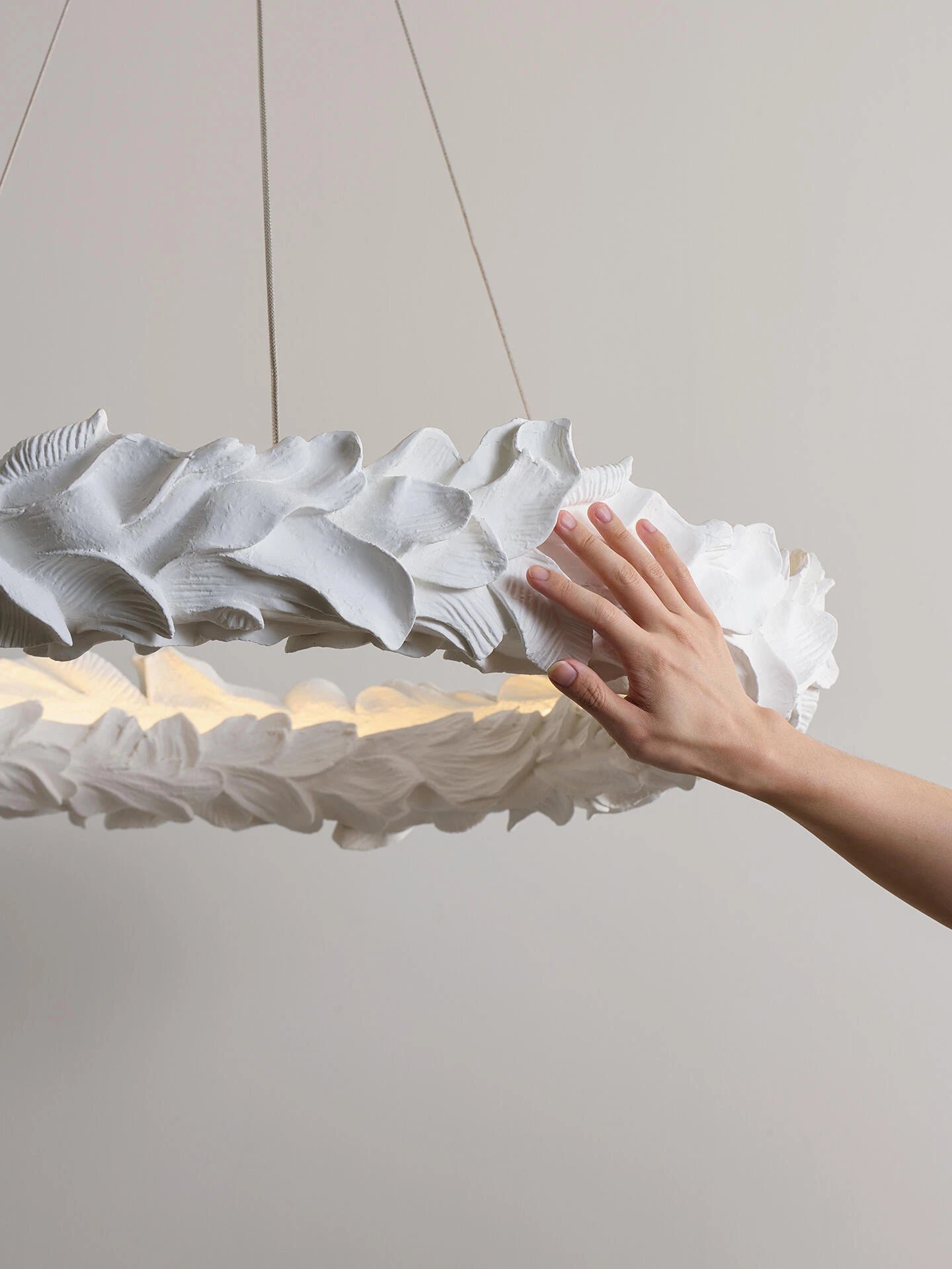 Acanthus Halo Sculptural Plaster Resin LED Chandelier