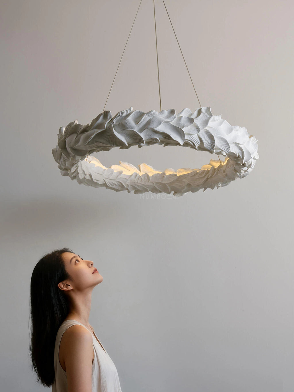 Acanthus Halo Sculptural Plaster Resin LED Chandelier