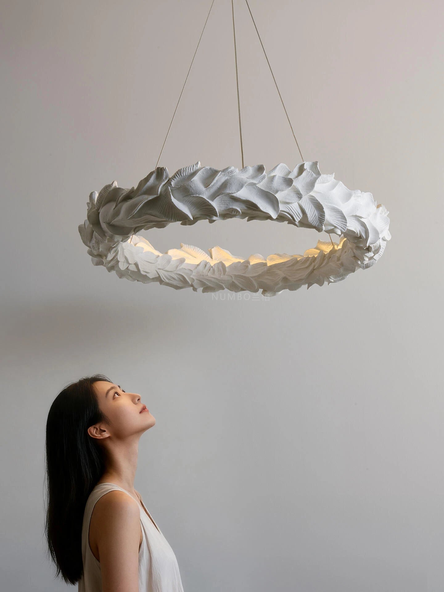 Acanthus Halo Sculptural Plaster Resin LED Chandelier