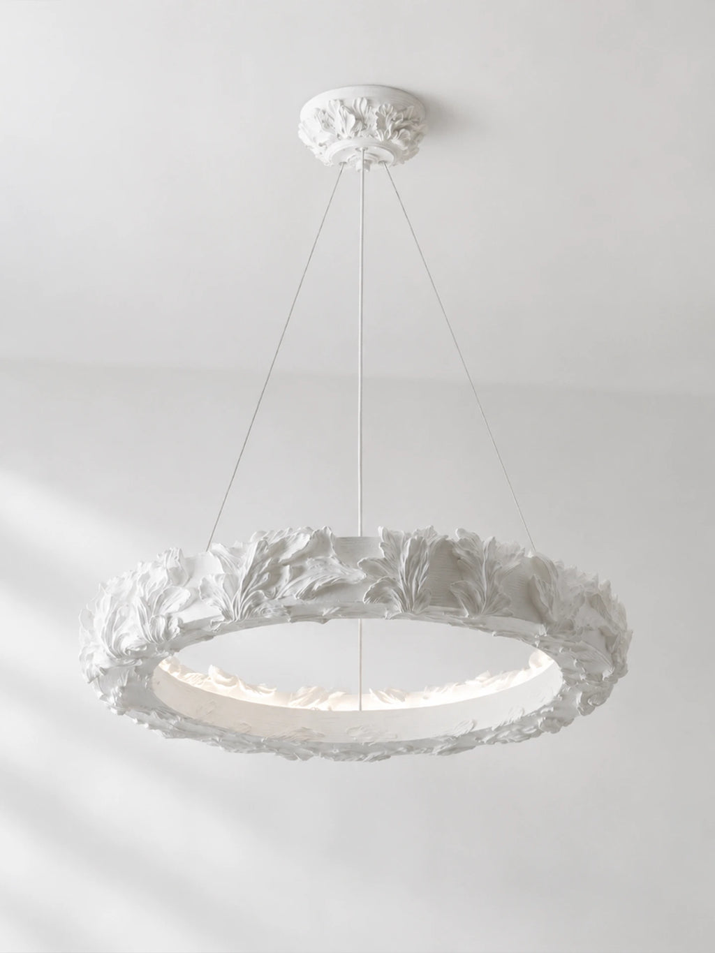 Acanthus Halo Sculptural Plaster Resin LED Chandelier