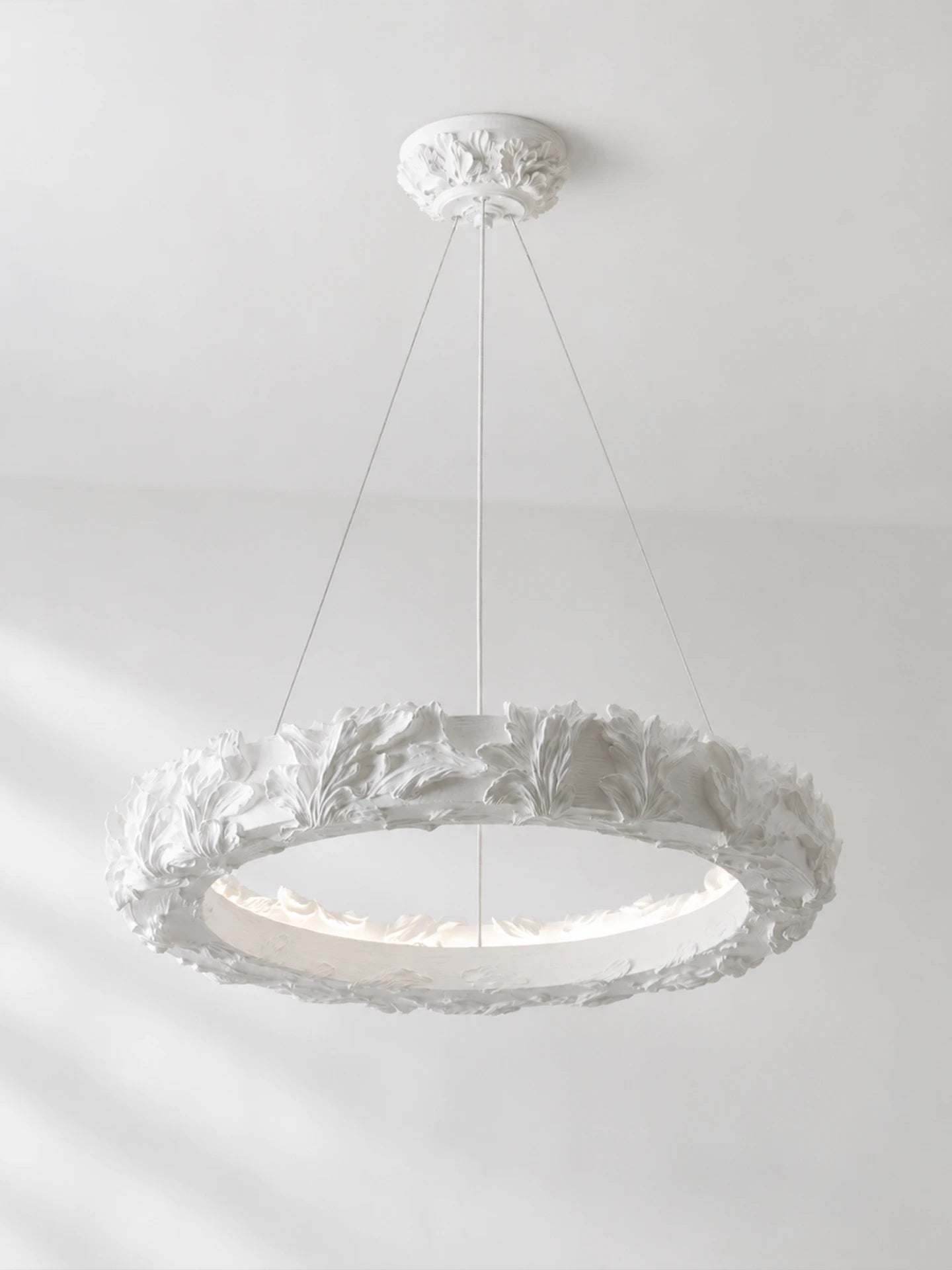 Acanthus Halo Sculptural Plaster Resin LED Chandelier