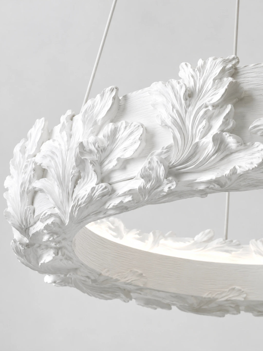 Acanthus Halo Sculptural Plaster Resin LED Chandelier
