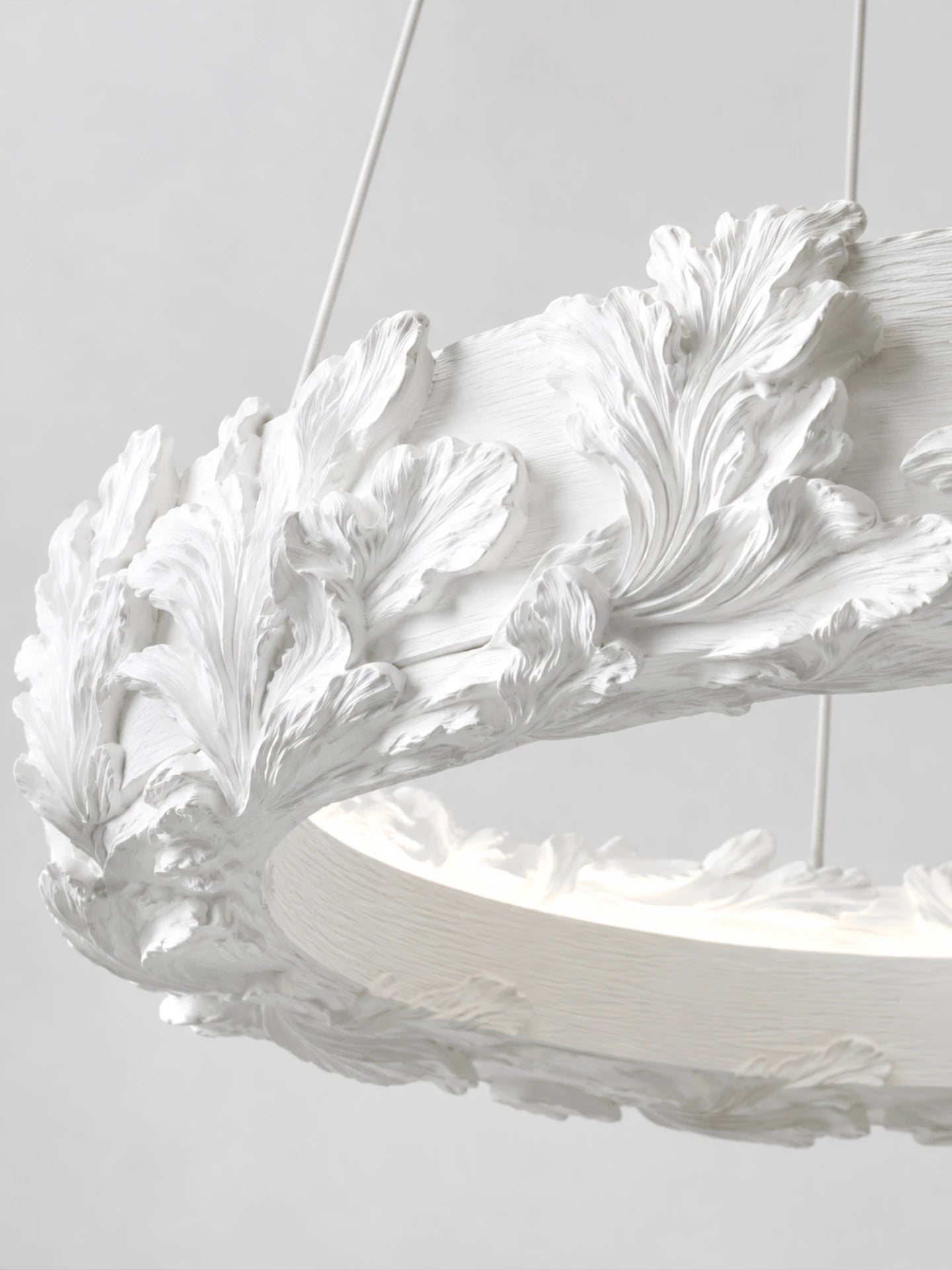 Acanthus Halo Sculptural Plaster Resin LED Chandelier