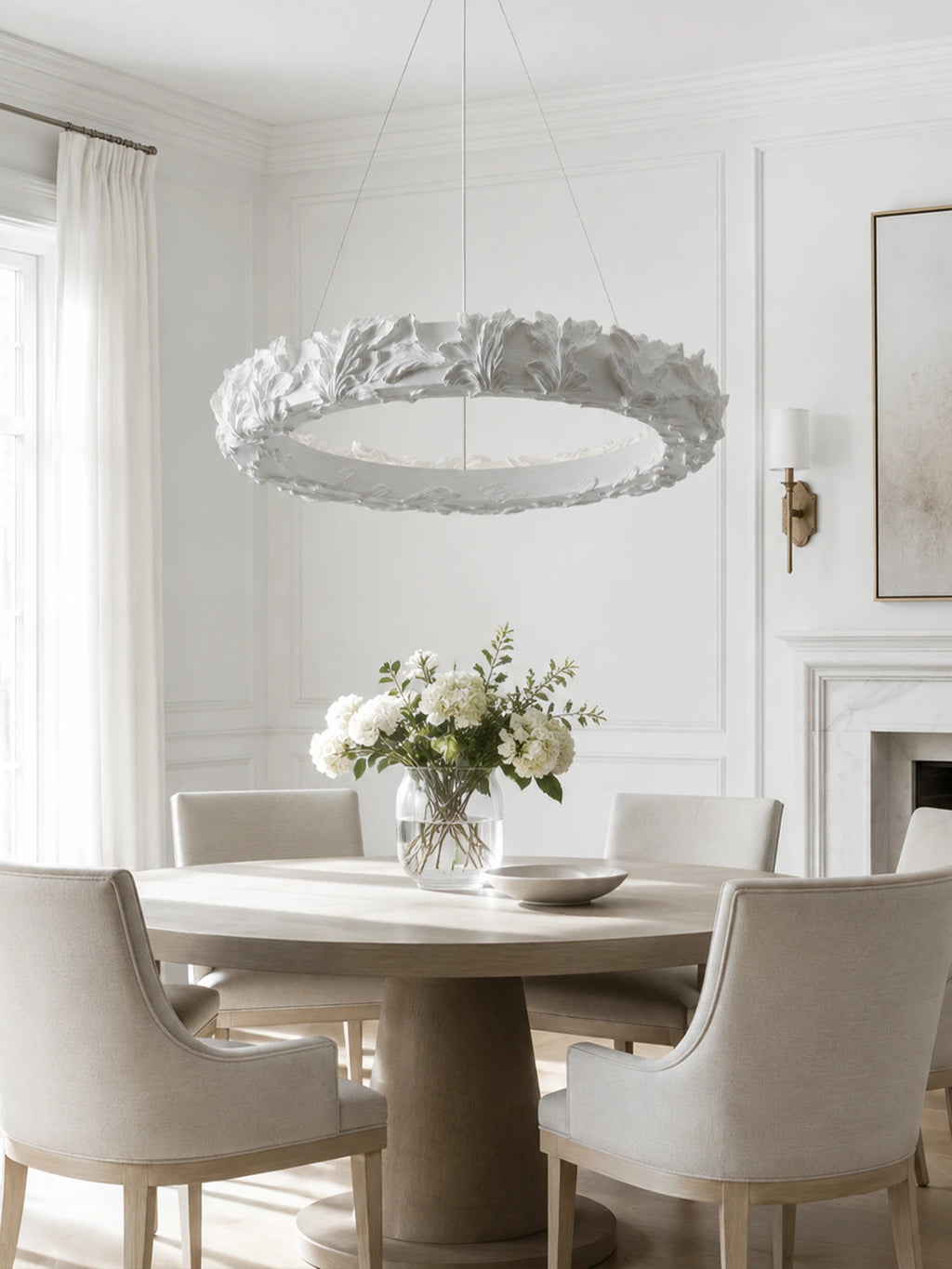 Acanthus Halo Sculptural Plaster Resin LED Chandelier