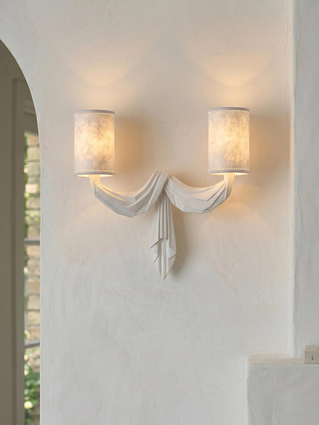 French Pleated Art Double Wall Sconce