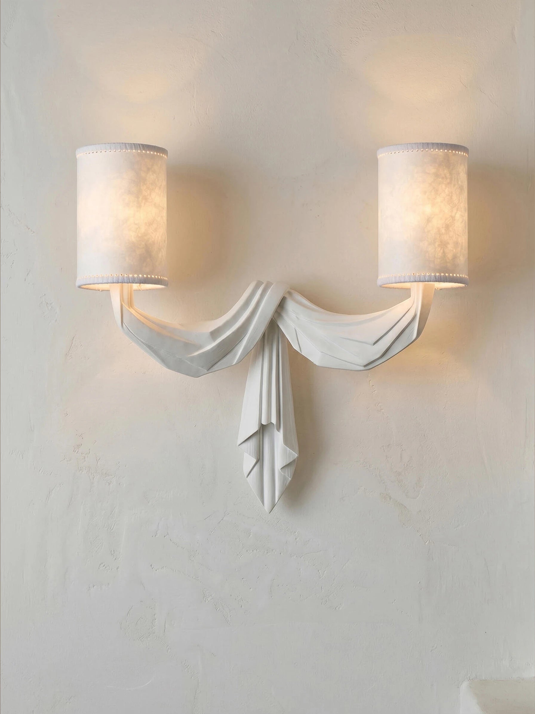 French Pleated Art Double Wall Sconce