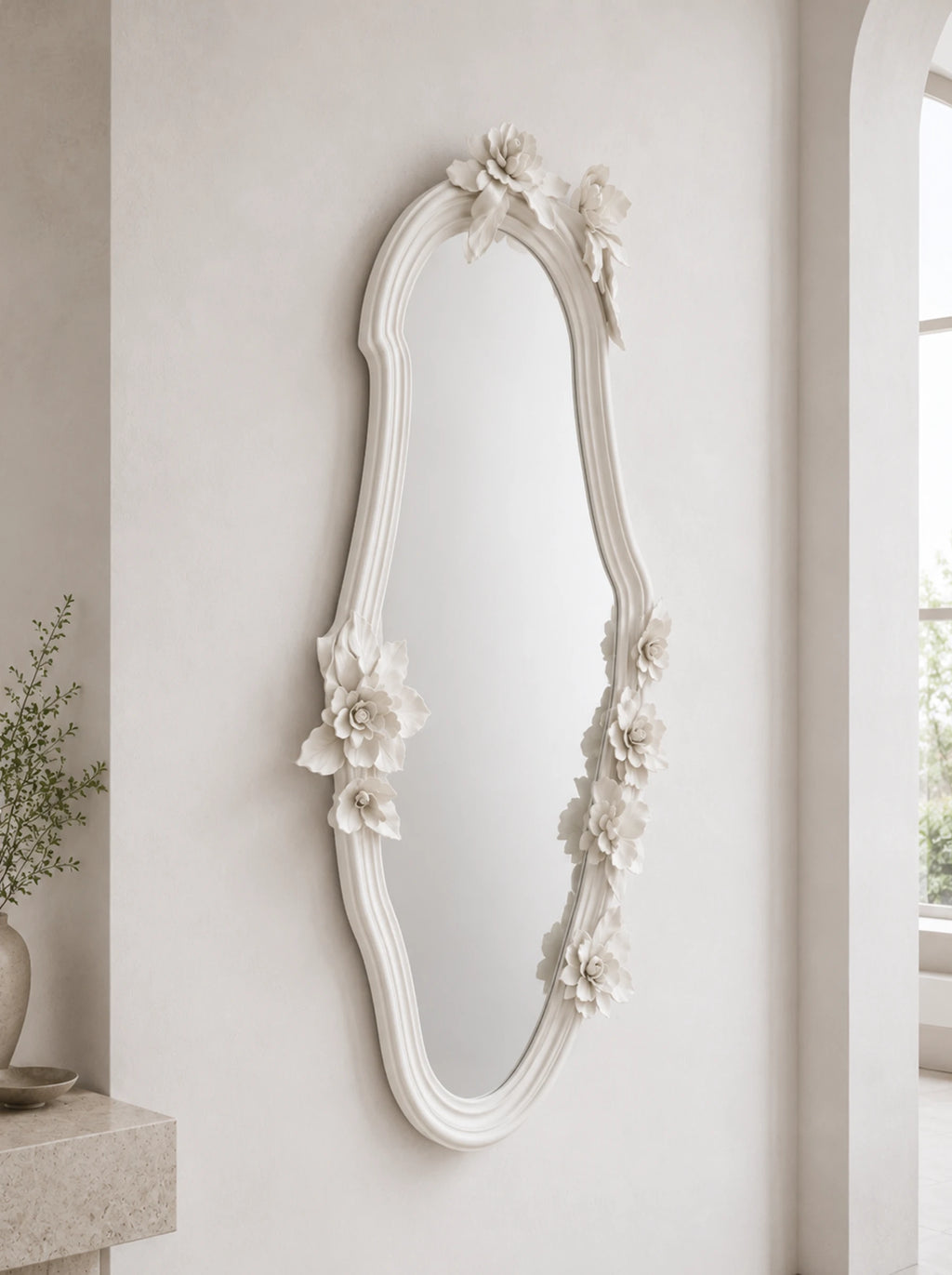 Notias Plaster Floral Wall Mirror
