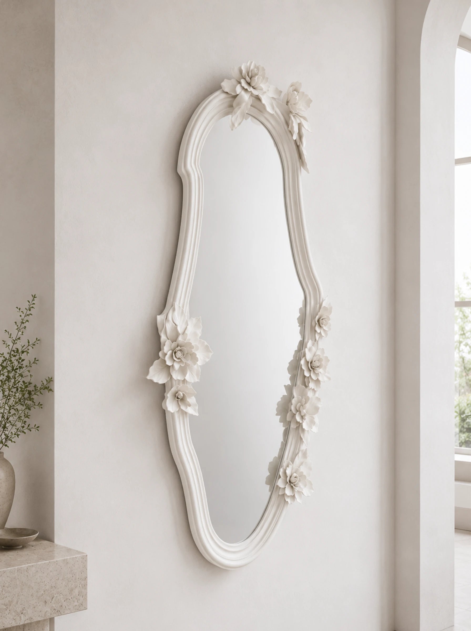 Notias Plaster Floral Wall Mirror