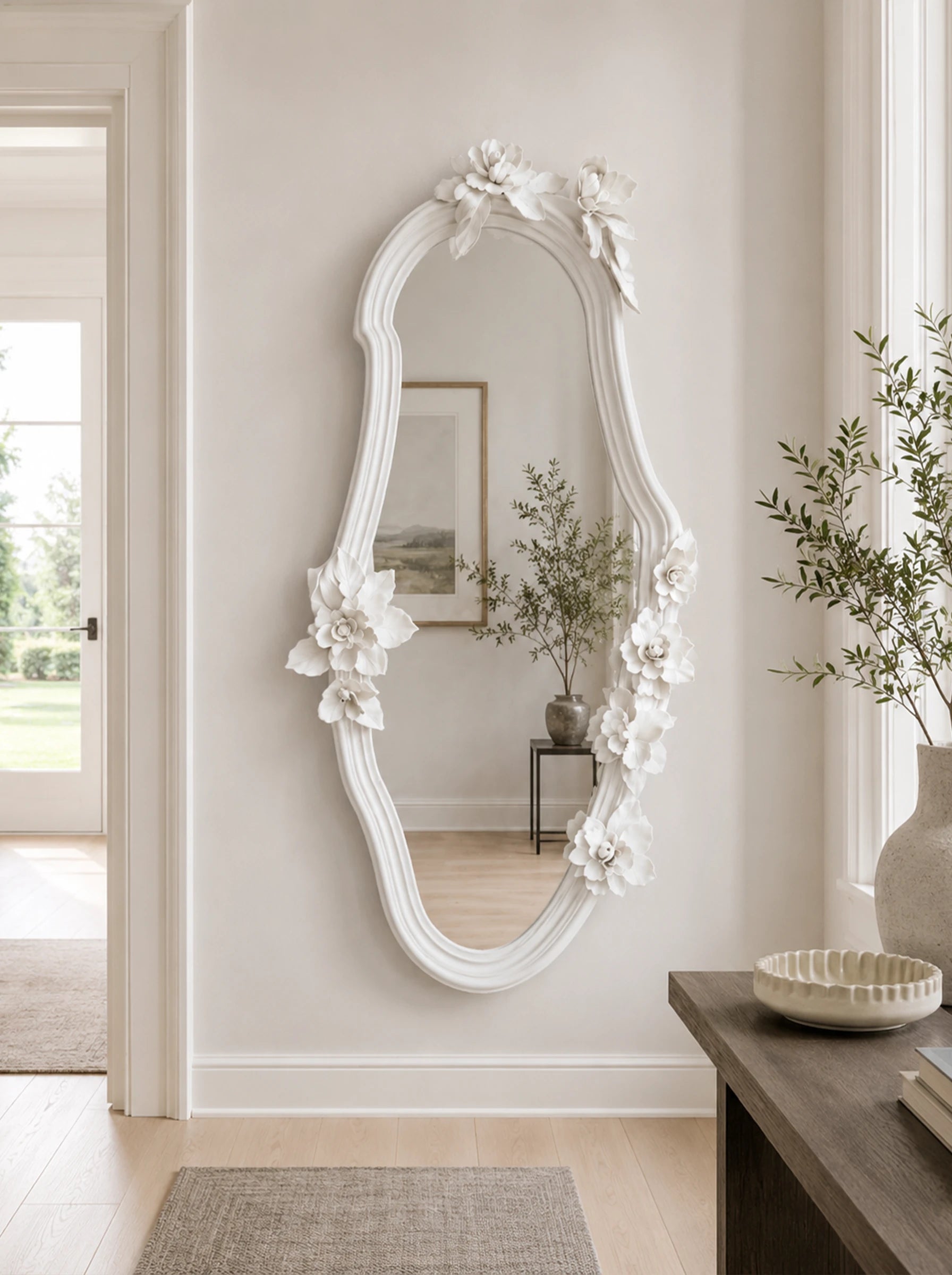 Notias Plaster Floral Wall Mirror