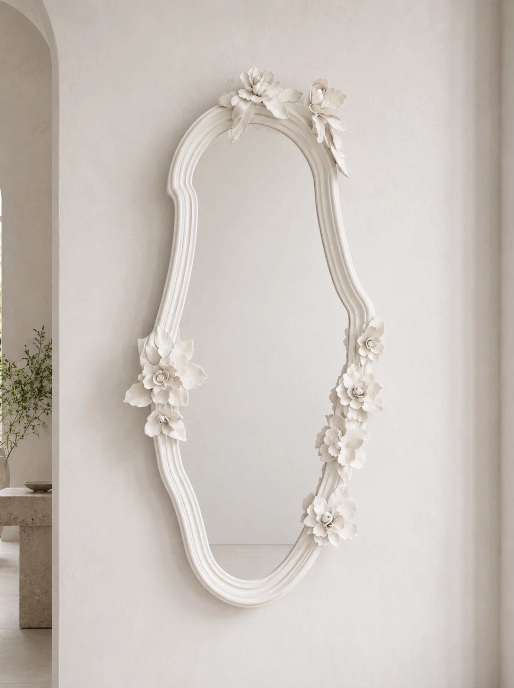 Notias Plaster Floral Wall Mirror